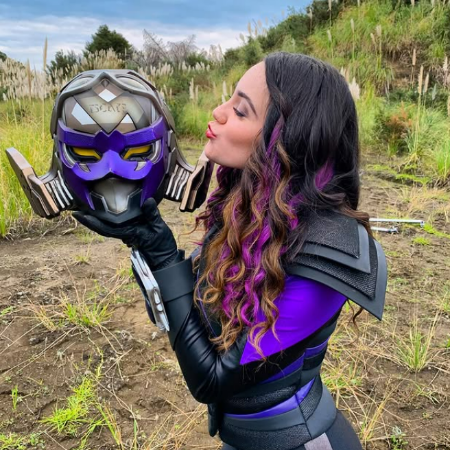 Liana Ramirez on the sets of Power Ranger Beast Morphers. 